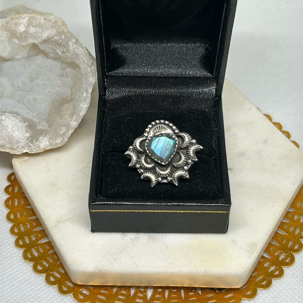 Blue Labradorite 925 Adjustable Ring - image 1